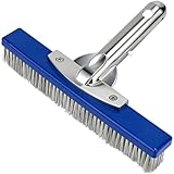 Poolbürste 10 Zoll (25,4 cm) mit Stahl- & Nylonborsten, Pool Bürste mit Aluminiumrücken & EZ Clip Anschluss für Poolstange, robuste Pool Reinigungsbürste für Poolboden, Poolwände &Algen in Einbaupools