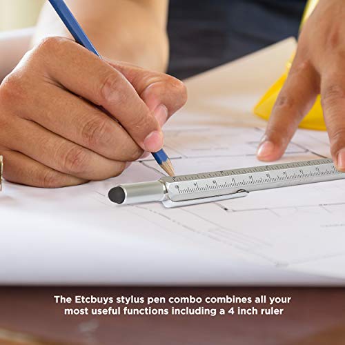 Screwdriver Pen Pocket Multi-Tool 6 in 1 – Multi-Functional & Sturdy Aluminum DIY Tool, With Screwdriver, Stylus, Bubble Level, Ruler & Phillips Flathead Bit, Unique Gift Idea (2 Piece, Silver/Yellow) - Thumbnail 3