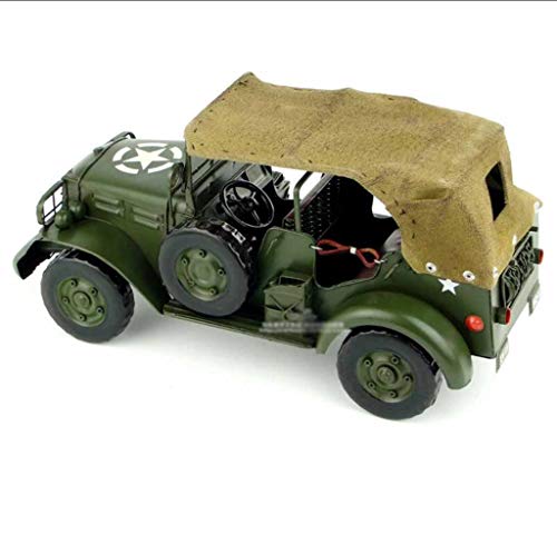 QRFDIAN 1942 Segunda Guerra Mundial Ejército de los EE. UU. Modelo de Dodge Jeep Verde del ejército | Decoración hecha a mano modelo de coche de hojalata vintage | Niño juguete modelo | Colección de j