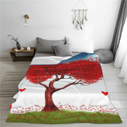 Couverture rouge avec arbre pour salon et soirées cocooning - 7