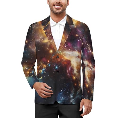 Constellation Galaxy Men's Classic Fit Suit Two Button Novelty Printed Casual Stylish Blazer