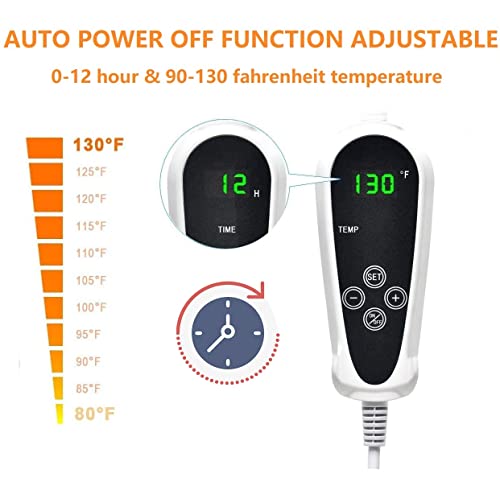 TJOY Pet Heating Pad for Cats & Dogs - Adjustable Temperature Electric Heated Bed Mat with Timer, Waterproof Cat Warming Pad - Thumbnail 3