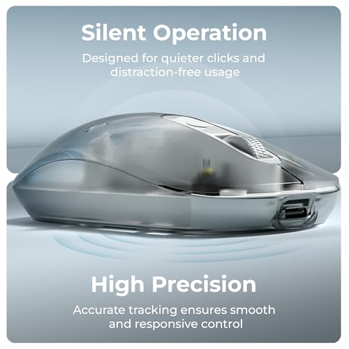 Image of Zebronics Sheer Pro Wireless Mouse, Translucent Design, Up to 1600 DPI, Dual Mode 2.4GHz + BT, 4 Buttons, Type-C Rechargeable, Silent Clicks, USB Nano Receiver, Ergonomic Design (Blue)