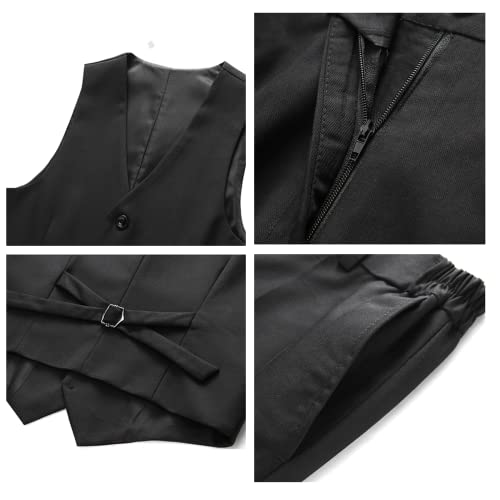 Boys Suits Solid Slim Fit Tuxedo Black 3 Piece Set Size 14 For Kids Wedding Prom Ring Bearer Outfit #TOP5