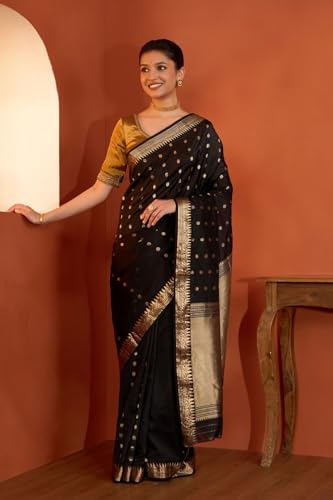 Taneira black banarasi silk saree – image 3