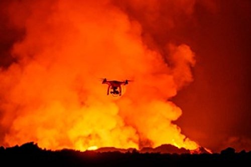 Posterazzi Radio Contolled Drone flying over Eruption
