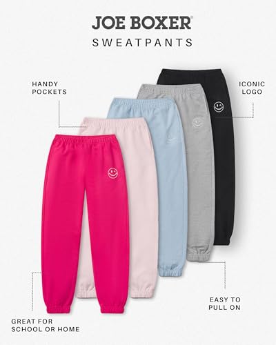 JOE BOXER Girls Joggers, Comfy French Terry Sweatpants for Girls 6-14, Kids Joggers Girls, Lounge Sweat Pants3