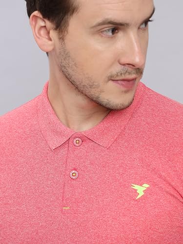 Image of TECHNOSPORT Men's Polyester Slim Fit Self-Design Short Sleeve Polo Matpiq T-Shirt with Anti Microbial, Techno Dry for Regular and Casual Use