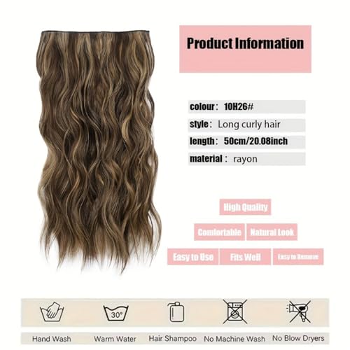 Image of Set of 1, Synthetic 24Inches 5ClipsBased Curly Wavy Lightweight Hair Extension for Women (Golden Highlighted)
