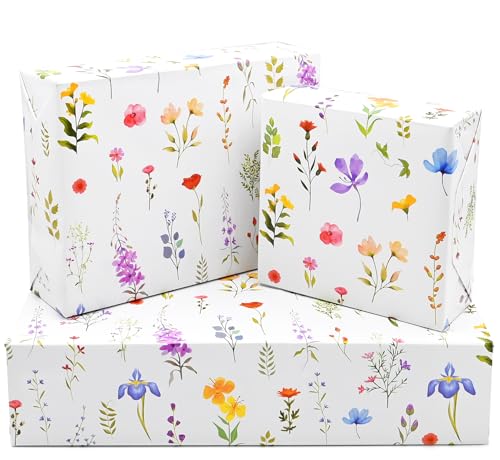 Flower Wrapping Paper 50 * 70cm,5Pcs Wrapping Paper for Women Girls Female,Floral Design for Birthday Mother's Day Wedding Valentines