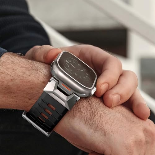 Bandletic Compatible with Apple Watch Ultra 3 Band 49mm for Men, Soft Rugged FKM Sport Strap for iWatch Ultra 3 2 1, Series 11/10 46mm, 9/8/7 45mm, SE3/SE2/SE/6/5/4 44mm — view 6