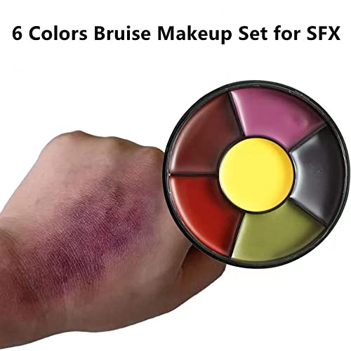 Go Ho 6 Colors Bruise Makeup Set For Sfx,Bruises Wheel For Body Oil Paint Theatrical Halloween Fevstival,Face Paint Makeup Materials For Special Effects With Sponges #TOP5
