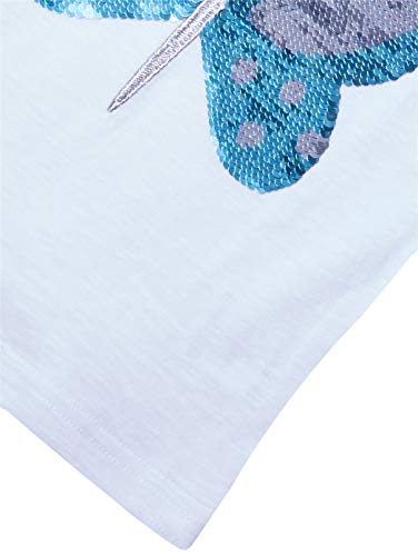 Camiseta Borboleta paetês reversíveis, Tip Top, meninas, Branco, 2T
