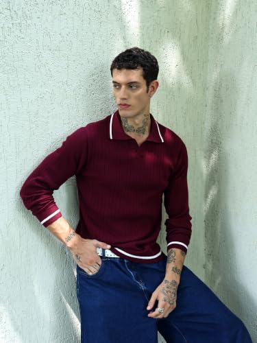 Image of Kvetoo Full Sleeve Winter Wear Woolen Collar Polo Sweater for Men