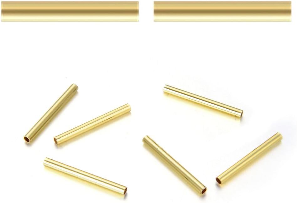 200pcs Adabele Tarnish Resistant Straight Tube Loose Beads 20mm 18K Yellow Gold Plated Spacer (Hole 1.2mm) for DIY Craft Jewelry Making BF29-2