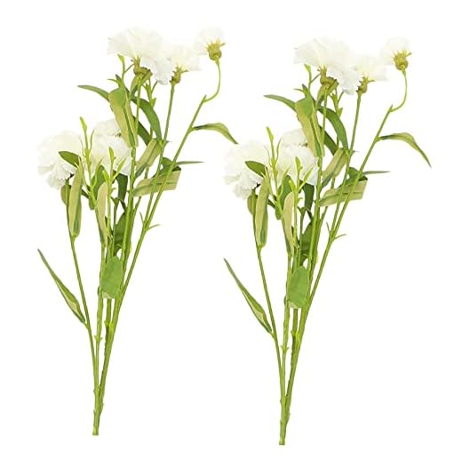 Yardwe 2 Piezas Flor De Seda Artificial Claveles Flores Artificiales Claveles Falsos Clavel Falso Tallos De Flores Falsas Arreglos Florales Realistas Florero Blanco Familiar Novia Pétalo