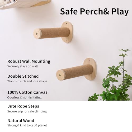 Rede para gatos, prateleiras de parede para gatos, cama com 2 degraus, poleiros de parede para gatos