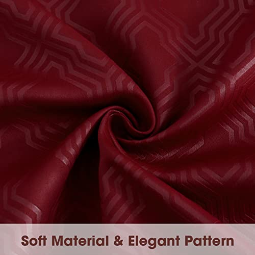 Homeideas Burgundy Red Blackout Curtains 52 X 108 Inch Geometric Moroccan Lattice Embossed Geo Trellis Curtain Room Darkening Bedroom Curtain Thermal Insulated Grommet Drapes For Living Room, 2 Panels #TOP2