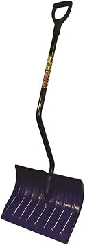 Structron 96827 Ergonomic Snow Scoop, 18" Polycarbonate Head, Bent Steel Handle, D-Grip
