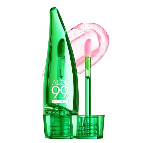 Olio per labbra all'aloe vera, tinta labbra idratante, balsamo labbra trasparente per la cura delle labbra giorno e notte, olio labbra idratante a lunga durata per la cura delle labbra