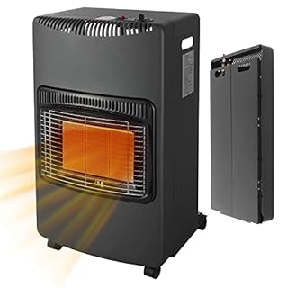 White by Brigros DA-201 Poêle à gaz pliable, infrarouge, allumage piézoélectrique, compatible GPL/butane/propane, compartiment pour bouteille de gaz jusqu'à 15 kg, système ODS, 4200 W, noir