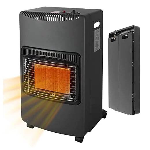 White by Brigros DA-201 - Estufa de gas plegable, infrarrojos, encendido piezoeléctrico, apta para GLP/butano/propano, compartimento para bombona de gas hasta 15 kg, sistema ODS, 4200 W, color negro