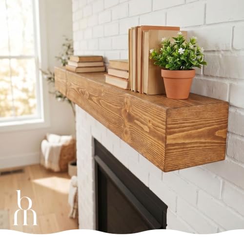 BoscoMondo Fireplace Mantel, Wall-Mounted 66 inch Floating Shelf for Wall, Tv Shelf, Rustic Shelf - 8x6x66 Aged Oak