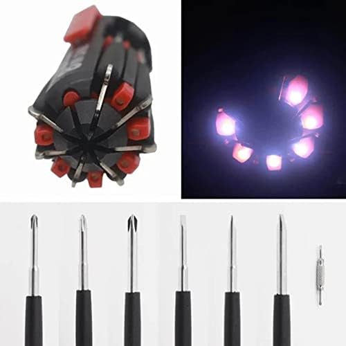 Multifunctional 8 Screwdrivers in 1 Tool with Worklight and Flashlight, Portable General Professional Repair Tool,for Home Kitchen Car,Red