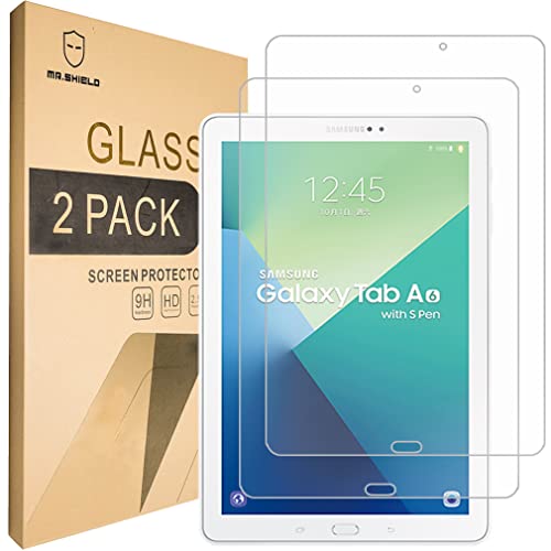 Mr.Shield [2-PACK] Designed For Samsung Galaxy Tab A 10.1 With S Pen (2016) [Tempered Glass] Screen Protector [0.3mm Ultra Thin 9H Hardness 2.5D Round Edge] with Lifetime Replacement