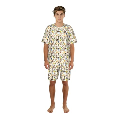 Vêtement de nuit homme léger ensemble pyjama manches courtes imprimé