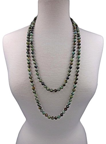 MGR MY GEMS ROCK! 60 Inch Polished Genuine African Turquois Multi-layer Long Endless Infinity Beaded Necklace. - Image 4