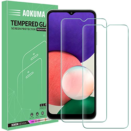 AOKUMA Cristal Templado Samsung Galaxy A22 5G/A22s 5G, [2 Unidades] Protector Pantalla para Samsung Galaxy A22 5G/A22s 5G Robusto Antiarañazos Antihuellas con Borde Redondeado Dureza 9H Antiburbujas