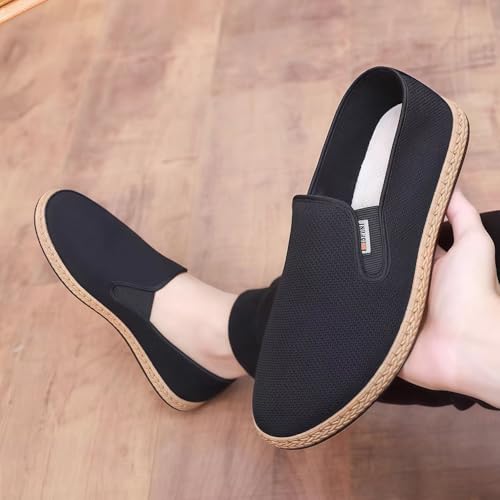 Men's Canvas Loafers Slip On Shoes Casual Cloth Driver Shoes Leisure Fashion Wide Easy to Put On and Take Off Comfortable3