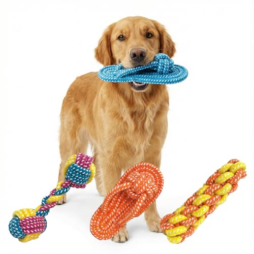 UVONOKAY 3 Pack Dog Rope Toys (3 Different)
