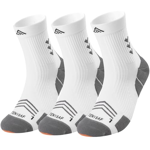 Lounwee - Lounwee Kompression Laufsocken Herren Damen: Anti-Blasen Kompressionssocken 3 Paar Sportsocken für Wandern Basketball Running