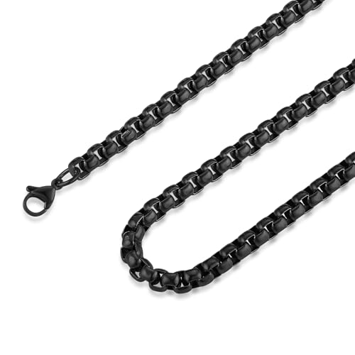 HZMAN 2-6mm Rolo Chain for Men Women Stainless Steel Men's Chain Necklace Round Box Link Chain Necklace 16-30 Inch