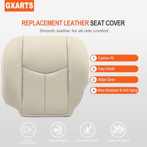 GXARTS Driver Side Botom Lower Replacement Leather Seat Cover #522 52i Shale Light Tan Compatible with Chevy Suburban Tahoe GMC Yukon Yukon XL 2003 2004 2005 2006 by GXARTS - Used condition - Image 2