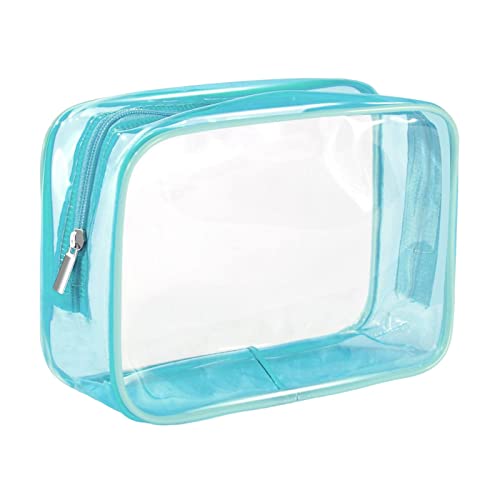 Evita derrames con el neceser transparente impermeable estuche azul de cosméticos de PVC