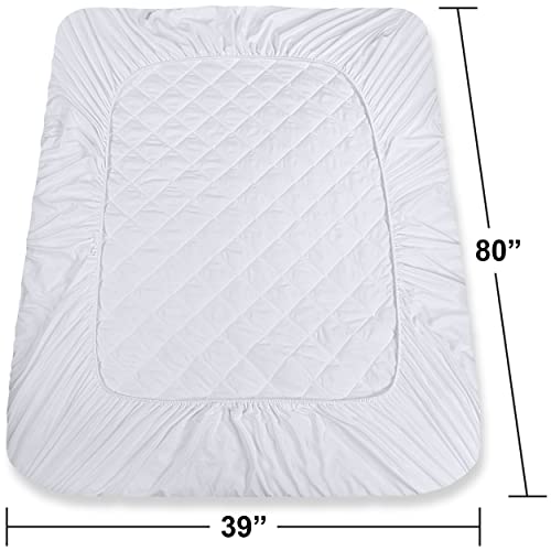 Utopia Bedding 2 Pack Quilted Fitted Mattress Pad, Twin XL Size, Elastic Fitted Mattress Topper Protector and Cover Stretches up to 16 Inches Deep, Machine Washable (White)