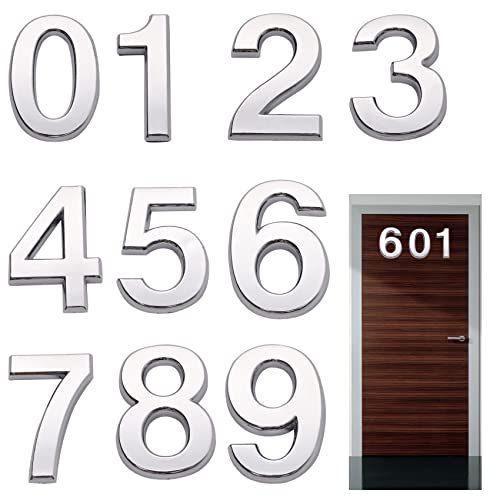 Pegatinas autoadhesivas para número de dirección de puerta con números 3D, número de casa, para hoteles, casas de huéspedes, aulas, oficinas (0-9) Cover
