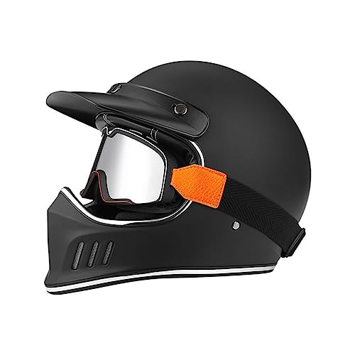MOTESEN Retro Integralhelme Moto Fahrradhelm für Damen Retro Touring Motorrad Integralhelme ABS Frühling, Sommer, Herbst und Winter mit Windschutzscheibe