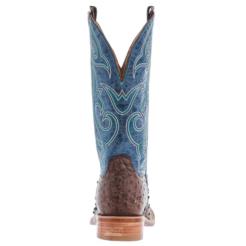 Hyer Mens Jetmore Tobacco FQ Ostrich 13 In Blue Vintage Goat Top Cowboy Boot2