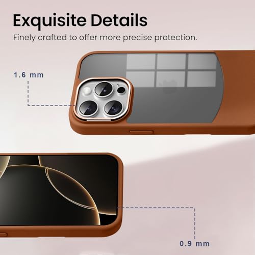 Image of KARWAN️Fusion Edge Leather Transparent Mobile Back Case | Slim Fit | Anti-Fingerprint| Scratch-Resistant | Premium Grip | Shockproof case | Back Cover for iPhone 13 Pro || Brown