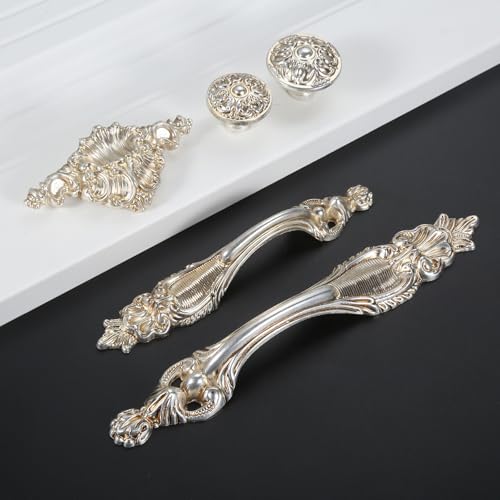 Tirador clásico de diseño plateado para decoración elegante de muebles 4