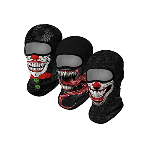 Image of Red Plume 3PCS Balaclava Full Face Mask Ski Mask UV Protection Cover Motorcycle Full Face Mask for Men Women Outdoor Sports