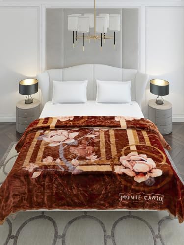 Image of Monte Carlo Double Bed Heavy Winter Blanket Marshal 2 Ply 850 GSM | 4.5 KG (240x220 CM), Dark Brown