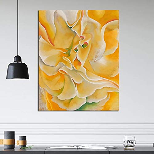 Wehoiweh Georgia O'keeffe Fleur Jaune Peinture sur Toile Impression Salon décoration de la Maison Moderne Mur Art Peinture à l'huile Affiches Photos 20x25 cm Non encadré Cover