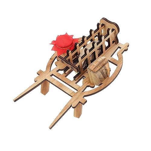 KONTONTY Decorazione Carriola in Legno Stile Antico Per Giardino Ornamento Artigianale Resistente e Compatto Per Decorazioni Natalizie e Ambienti Domestici Classici