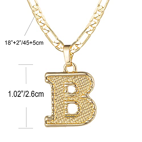 Kelistom Initial Necklace For Women Men Girls Boys, Gothic 14K Gold Plated 26 Letters Pendant Necklace, Figaro Paperclip Chain With Extension #TOP1