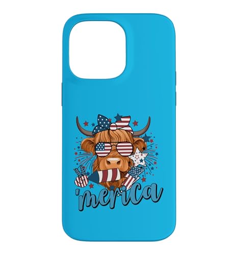 Highland Cow 4th Of July Cow For Women Men Funny Cow �X�}�z�P�[�X iPhone 14 Pro Max �p